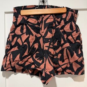 A New Day Black and Brown Linen Pull/On “paper bag waist” Women's Shorts